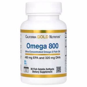 California Gold Nutrition, Omega 800 Ultra Concentrated Fish Oil, KD-Pur Triglyceride Form, 30 Fish Gelatin Capsules (1000 mg Per Capsule)