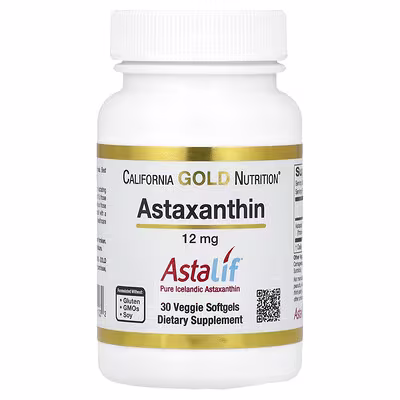 California Gold Nutrition Astaxanthin Pure Icelandic AstaLif 12 mg 30 Veggie Softgels