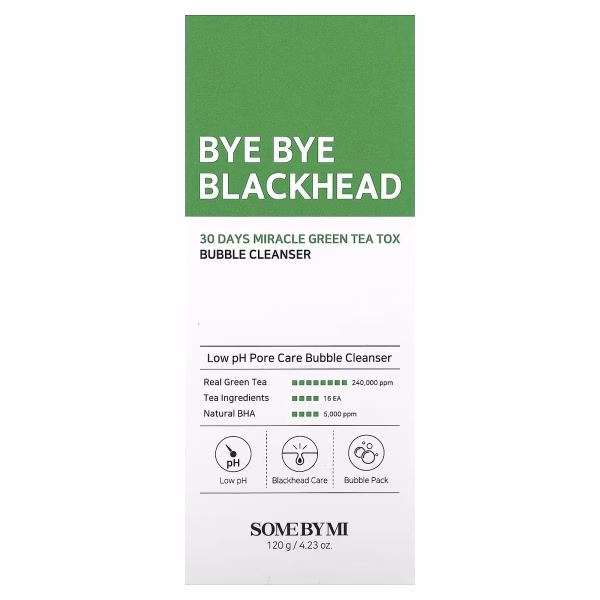 SOME BY MI, Bye Bye Blackhead, 30 Days Miracle Green Tea Tox, Foaming Cleanser with Green Tea Extract, 4.23 oz (120 g) - Image 2