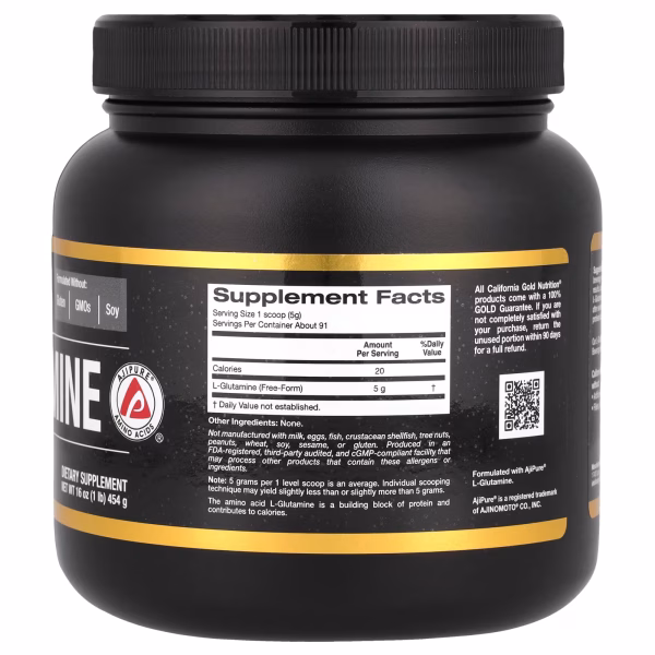 California Gold Nutrition, Sport, AjiPure®, L-Glutamine Powder, Gluten Free, 1 lb (454 g) - Image 2